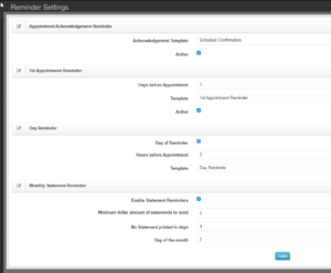 Chart Talk Appointment Reminder Settings